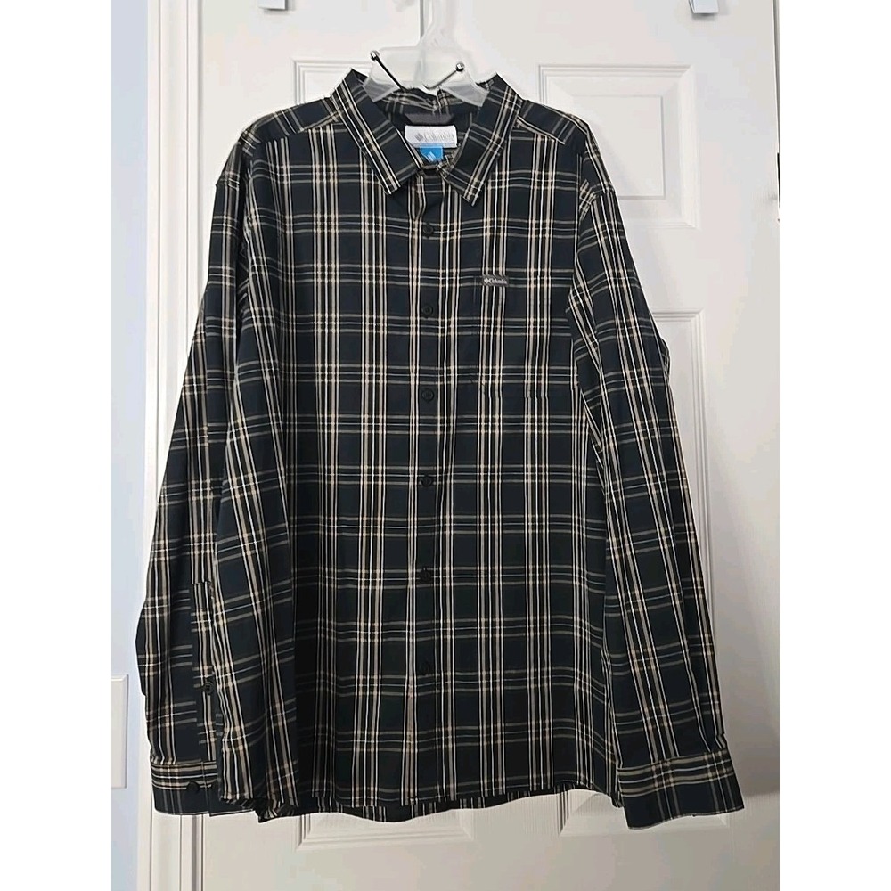 Columbia Men's Gray Plaid Long Sleeve Button Down Shirt Size XXL